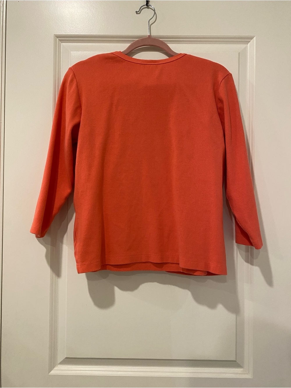 Talbots Coral Twin Set Cardigan Shell Tank Top Large Cotton Stretch - Picture 4 of 7